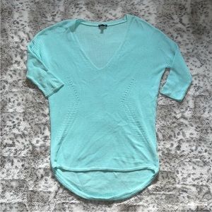 Express mint green V neck high low knit sweater